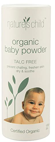Natures Child Babypuder Bio ACO zertifiziert natürlich – hergestellt in Australien – tierversuchsfrei & vegan – glutenfrei – ohne synthetische Duftstoffe oder Konservierungsstoffe, weiß, 100 g