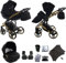 Original Junama Diamond S-Line Reisesysteme Kinderwagen 2in1 3in1 4in1 Sonnenschirm + Originalzubehör Exclusive Prams (3in1, Schwarz-Gold 02)