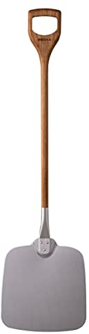 BOSKA Pizzaschaufel L/Extra langer Griff/Sicherer Umgang mit heißen Pizzen/Für Gastronomie und Zuhause/Aluminium & Eiche / 110 x 30 x 3 cm