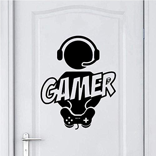 Sculpté Gamer Sticker Mural Vinyle Papier Peint Mural Pour Enfants Chambre Décoration Stickers Garçons Gaming Affiche Décor Porte Autocollant 58Cmx71Cm