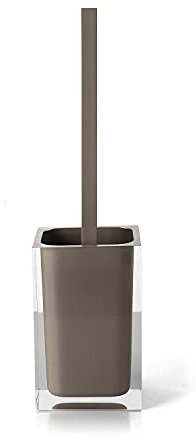 Gedy Auckland Scopino WC Tortora, Misure e Peso: 37,5X9,8X9,8 CM & 0,855 kg, Realizzato in Resina Trasparente di Alta qualità, Scopino per WC Design di R&S, Fatto a Mano, 2 Anni di Garanzia