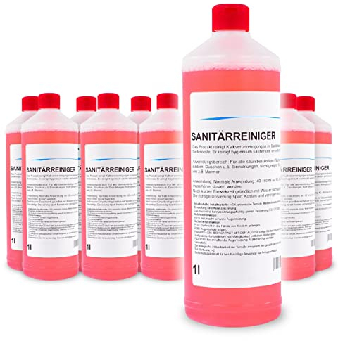12 x 1 Liter Sanitärreiniger | löst aktiv Kalk- & Verschmutzungen | frischer Duft | besonders materialschonend |Profi Qualität - MADE IN GERMANY