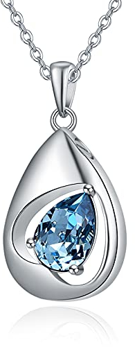 TANGPOET Asche Halskette 925 Sterling Silber Kristall Urnenketten für Asche Gedenk Feuerbestattung Schmuck Andenken Anhänger für Mama Papa Frauen Männer Haustier mit Trichterfüller Kit