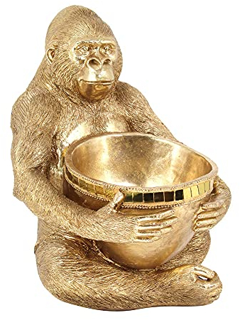 Dekofigur Gorilla, XL, 39 cm, goldfarben