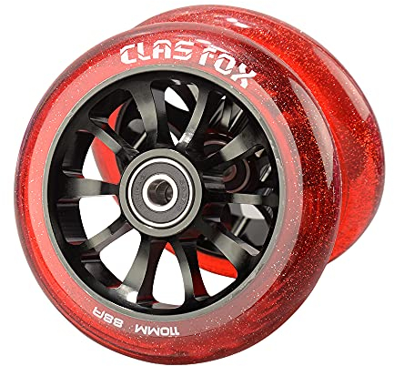 CLAS FOX Pro Stunt Scooter Rollen Roller Räder 110mm Ein Paar mit ABEC-9 Kugellager CNC Metallker (2 stücke) (Transparent Rot)