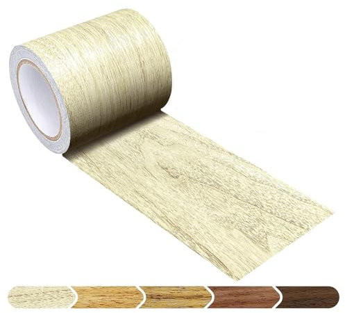 5M Woodgrain Patterned Duct Tape Wood Effect Repair Adhensive Duct Tape for Furniture Door (Light Gray)