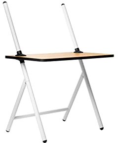 boho office® Hiker - stufenlos höhenverstellbarer Schreibtisch in Weiß mit Klappfunktion, inkl. Tischplatte in Hickory Natur