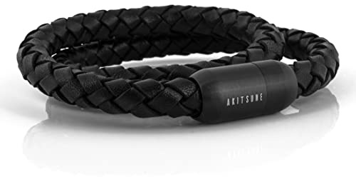 Akitsune Navis Segeltau Lederarmband | 8mm breit | Magnetischer Kapselverschluss Doppelt Gewickelt Damen Herren Maritim