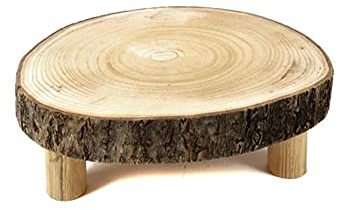 Aurora Store Alzatina in Legno Naturale 25 cm con piedi in legno pedana Pallet Vassoio Tronco Presentazione Aperitivo Tagliere Salumi