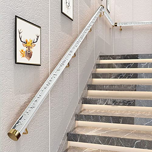 Handlauf Treppe Geländer Treppengeländer Innen Handlauf für Dachbodentreppen Acryl transparent, Innen Flur Geländer zur Wandmontage Senior/Kind/Behinderte, Haltegriffe, 250 kg laden 1 m/ 2 m/ 3 m/ 4 m