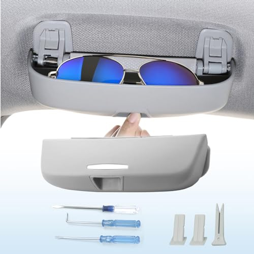 Coleya Auto Brillenetui Kompatibel mit VW Golf 8 2020-2024, Sonnenbrillenhalter Brillenhalter, Brillen Aufbewahrungsbox, Golf 8 Zubehör Brillenetui (Grau)