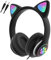 arVin Bluetooth Kopfhörer für Kinder, Kabellos Faltbar Kopfhörer, TF Karte, 3.5mm Jack, HiFi Stereo Sound LED Licht Over Ear Headset mit Mikrofon für Schule/Tablet/iPhone/Samsung (Schwarz)