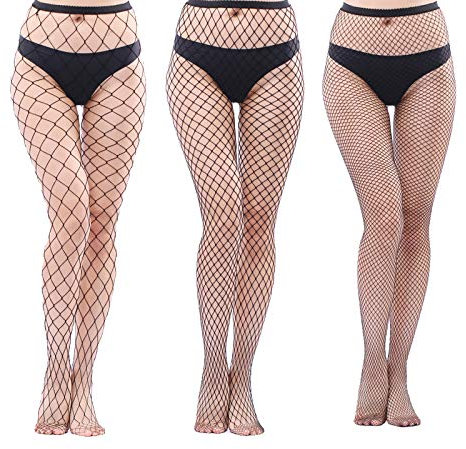EVERSWE Sexy Elastisch Hohe Taille Strumpfhosen Netzstrümpfe Schenkelhohe Strümpfe Strumpfhosen für Damen (3P LMS, L-XL)