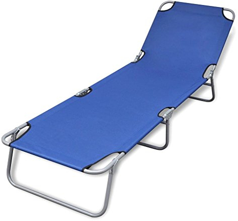 XIAOGUANG Klappbare Sonnenliege, Balkonliege, Gartenliege, Sonnenbett Outdoor, Gartenliegestühle, Freizeitliege, Strandliege, Gartenmöbel, Himmelsliege,Pulverbeschichteter Stahl Blau