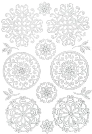 Ideen mit Herz 3-D Sticker Deluxe | Ostern & Frühjahr | Erhabene Aufkleber | ideal für Oster-Deko & Osterkarten basteln | Bogengröße: 21 x 30 cm (Florale Ornamente | silber)