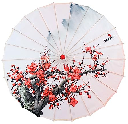 Oshhni de Baile clásico Chino japonés de Seda Sombrilla Parasol Oriental 32 de Papel engrasado para Recitales de Baile