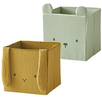 VERTBAUDET 2 Aufbewahrungsboxen für Tiere, Mullwindel, Gelb