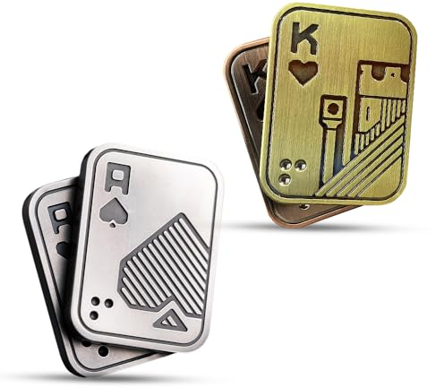 Hojalis Metall Poker Fidget Slider, 2 pcs Metall Poker Fidget Slider EDC Fidget Toys Für Erwachsene,ADHS Autismus Angst Stressabbau Magnetisches Zappelspielzeug für Erwachsene, Haptische Dekompression
