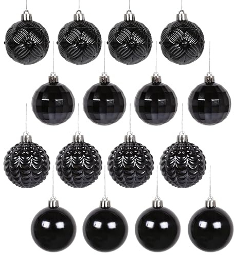 sarcia.eu Anthrazitfarbene Christbaumkugeln, Kugelset, Christbaumschmuck 6cm, 16 Stück.