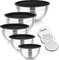 Homikit Mixing Bowls Set of 5, Stainless Steel Salad Bowls with Airtight Lids & 3 Grates, Metal Nesting Bowls for Mixing/Baking/Serving/Storing, Easy Clean - 0.7/1/1.5/2.6/4.6L (Black)