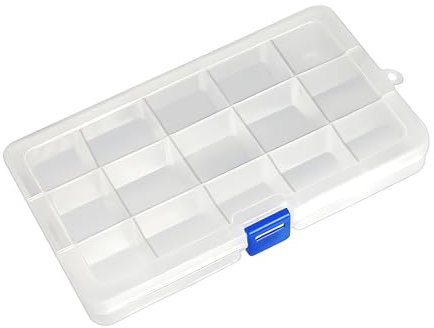 Qualsen Plastik Aufbewahrungsbox Einstellbar Fächer Sortimentskasten Schmuckschatulle Werkzeugcontainer (15 Raster X 1 Packungen, Transparent)