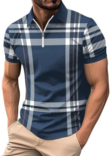 Men's Short Sleeve Polo T-Shirts Wicking Breathable Running Training Sports Tee Tops Men's Sports Shirts & Tees White t Shirt Mens Slim fit Sports top Men Long Sleeve Shirt (Blue, L)