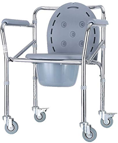 Toilettenstuhl, Toilettensitz, Duschstuhl, Ohne Fußstützen, Badezimmerstuhl mit Rädern für Ältere Menschen, Behinderte, Badezimmerhilfe, Hygienisch und Langlebig, Einfacher Transfer, ZYNSAE