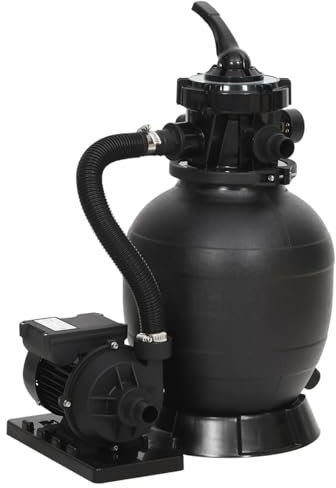 Mengtu Mobili Filtro a Sabbia per Piscina con Valvola a 6 Vie Nero, Mobili per Casa Interno Esterno Soggiorno Camera da Letto Decorazione da Mobili Camera