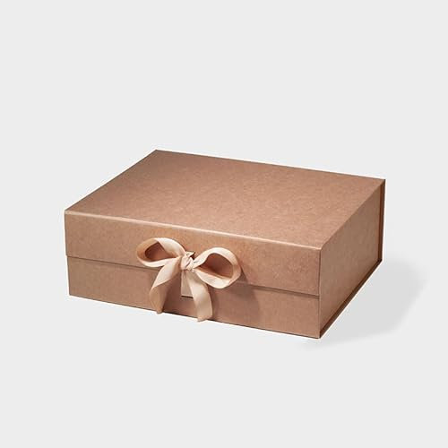 Geoto Masse 33x25.5x11.5cm A4 tief Luxus starren faltbaren magnetischen Deckel Brautjungfer Geschenk Box Kleidung Verpackung (Kraft mit Band)