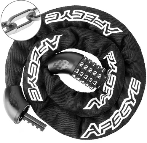 APECYC Fahrradschlösser, strapazierfähig, Diebstahlschutz, 5-stelliges Kombinations-Fahrradkettenschloss, 1,2 m Sicherheits-Fahrradschloss, gehärteter Stahl, quadratische Ketten für Fahrrad, E-Bike