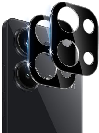 Datree para Xiaomi Redmi Note 13 Pro 4G /Poco M6 Pro Protector de Pantalla Lente de Cámara, 2 Piezas 9H Dureza HD Anti-Arañazos Cristal Templado Cámara Trasera Lente Protector -Negro