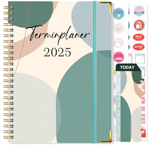 NADSSJL Terminplaner 2025 - Kalender 2025 von Januar 2025 bis Dezember 2025, Wochenplaner 2025 A5 mit Elastischer Verschluss,Innentasche, Buchkalender 2025 A5, 21.5 x 15.5 cm