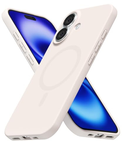 LoeoeL for iPhone 16 Case Silicone Mag Safe, Compatible with Magsafe Ultra Slim Thin Magnetic Phone Case for Women Girls, Soft Rubber Gel Matte TPU Solid Color Minimalist Cover, Beige Cream