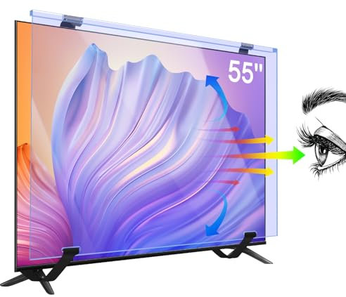 Qoosea 55 Inch TV Screen Protector Anti Blue Light Anti-Glare Screen Protector Panel Acrylic Protective TV Display Protectors for Single-point Support TV Dual-point Support TV Computer Monitor
