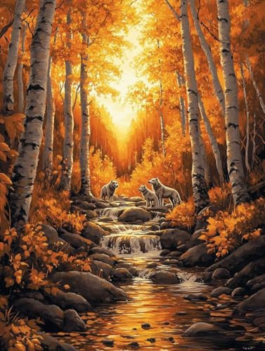 Malen Nach Zahlen Erwachsene Fallen 30x40cm, Malen Nach Zahlen Herbst DIY Handgemalt Ölgemälde Kit, Paint by Numbers mit Pinseln und Acrylfarbe, für Geschenke und Home Wand Dekor (Rahmenlos) c-5