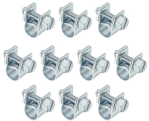 PATIKIL 6-8mm Mini Fuel Injection Hose Clamps, 10 Pcs Zinc Plated Adjustable Fuel Line Clamp Assortment Kit Pipe Hose Clip Tube Clamps for Automotive Garden