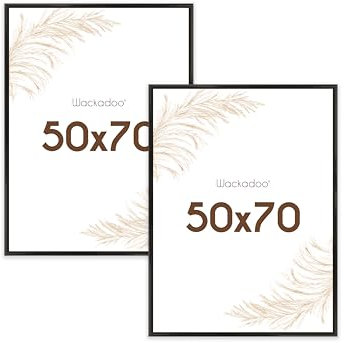 Wackadoo Bilderrahmen 50x70 Schwarz 2er Set Fotowand Fotorahmen mit Glasscheibe Kunststoff Picture frame Posterrahmen