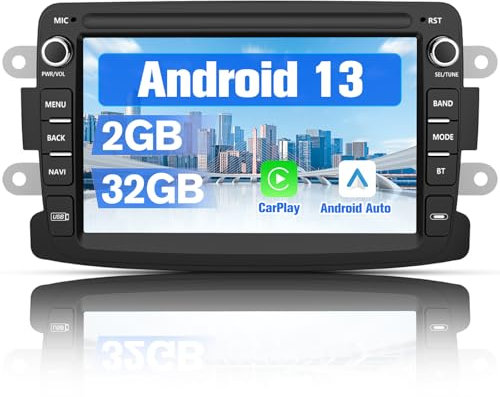 Hexinex Android 13.0 [2GB+32GB] Radio Coche con Pantalla Táctil de 7 Pulgadas para Renault Dacia Sandero/Duster/Logan/Captur/Lodgy/Dokker, Admite CarPlay/Android Auto Inalámbrico/MirrorLink/WiFi/FM