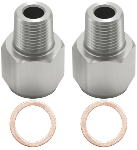 Ollanoos 2 Sets 1/8inch NPT Female to M10 X 1.0 Male Pressure Gauge Adapter, High Temperature Resistant Oil Pressure Transducer Adaptor, Suitable for Automotive Repair