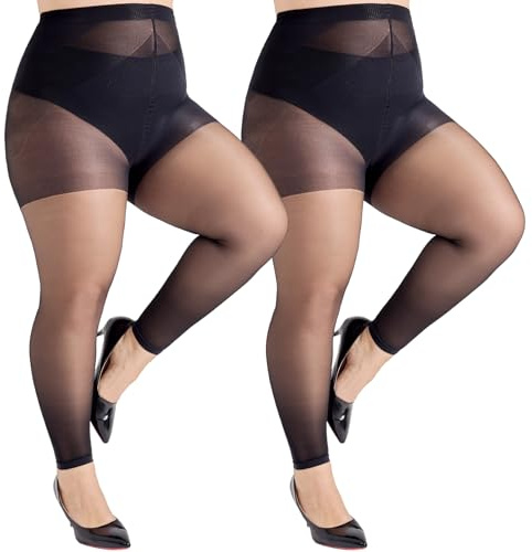 Aaronano Collants sans pied pour femme - Grandes tailles - Collants fins, Noir , 3XL-4XL grande taille