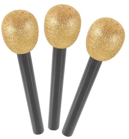 HOOTNEE 3pcs Simulated Gold Powder Microphone Prop Toy Microphones for Boys and Girls Models Party Performance