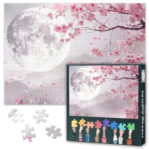 1000 Teiliges Puzzle, Pink Van 1000 Teile Puzzles für Erwachsene, 1000 Teile Puzzle für Erwachsene, Feld Gebirge Sonnenuntergang Reisen Familienaktivitätsspiele, fertige Größe 50 x 70 cm