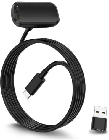 VGowosan USB-C Ladekabel kompatibel mit den Fitbit Charge 6, Charge 5 und Luxe Smartwatches; 1 m langes schwarzes Magnetladekabel für das Luxe-Fitness-Tracker-Armband mit USB-C-zu-USB-A-Adapter
