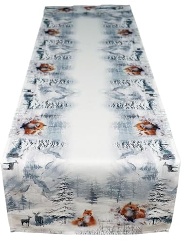 texpot Tischläufer 40 x 90 cm Fuchs im Winterwald Weihnachten Tischband
