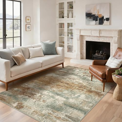 BEIMO Moderner Waschbarer Teppich Wohnzimmer 120x170 cm | Abstrakt Design, Großer Weicher Kurzflor Carpet, Rutschfest, Für Küche und Bettvorleger Schlafzimmer, Pflegeleicht