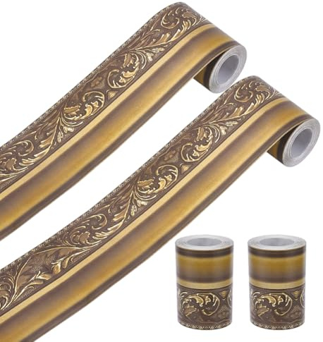 UNICRAFTALE 40M Gold Frame Straight Rolled Bulletin Board Borders | Die-Cut Straight Rolled,Picture Frame Trim,7.65cm Wide,40M Length,Suitable for Home Decor,Bathroom,Kitchen