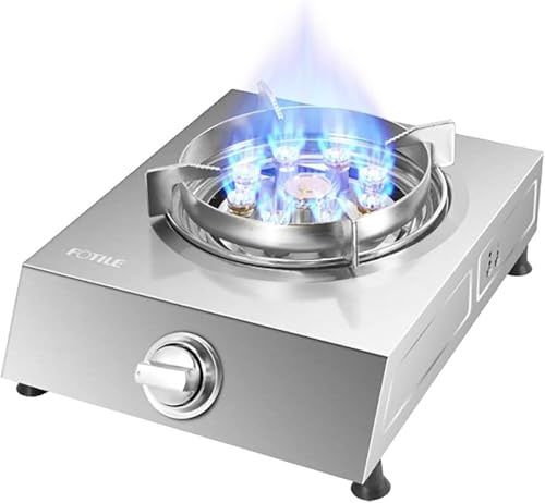 GPECTIFO Cuisinière à gaz cuisinière à gaz cuisinière à gaz Portable 5.2kW Wok Neuf cavités cuisinière en Acier Inoxydable à feu féroce, avec Protection Contre Les pannes de Flamme(Ng)