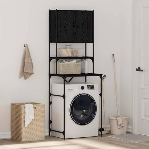 Générique Meuble pour Machine à Laver Chêne Noir 68 x 48,5 x 194 cm,Accessoires pour Lave-Linge & sèche-Linge,871369