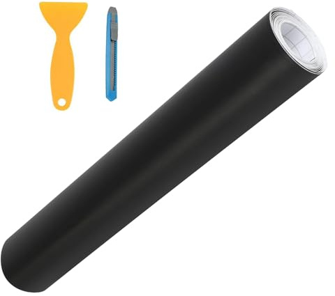 300cm x 30cm Vinyl Car Wrap Roll, Matte Black Vehicle Wrap Vinyl Sticker, Self-Adhesive Bubble Free Air Release Stretchable Waterproof Car Sticker for Car Decor, Laptops