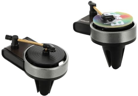 Healvian 2 Satz Auto Lufterfrischer Plattenspieler Design aus Aluminiumlegierung mit Nachfüllbaren Dufttabletten Sicherer Duftdiffusor für Innenraum im Retro Stil